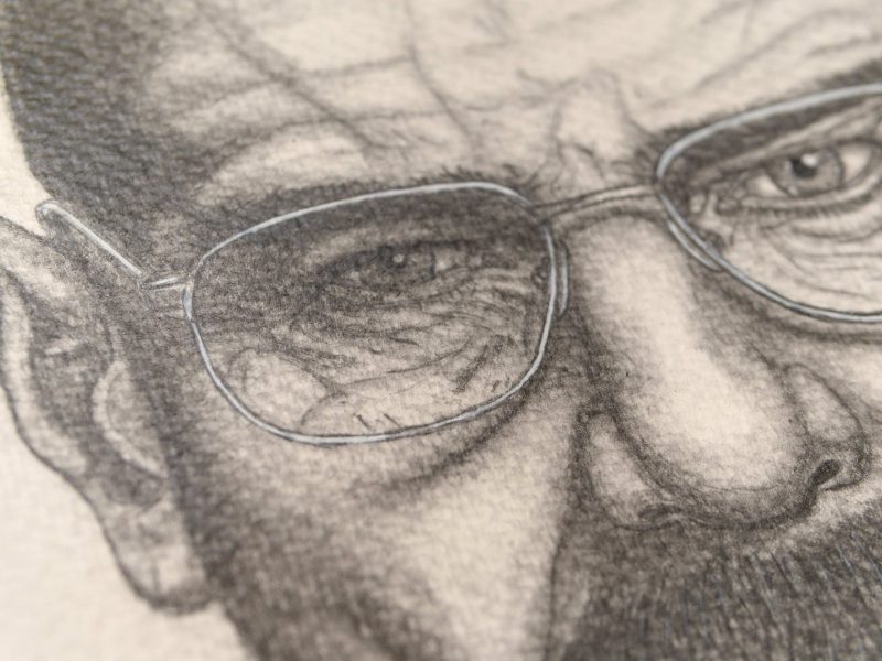 Handgemalte Bleistiftzeichung von Brian Cranson als „Walter White“ – Bild 3