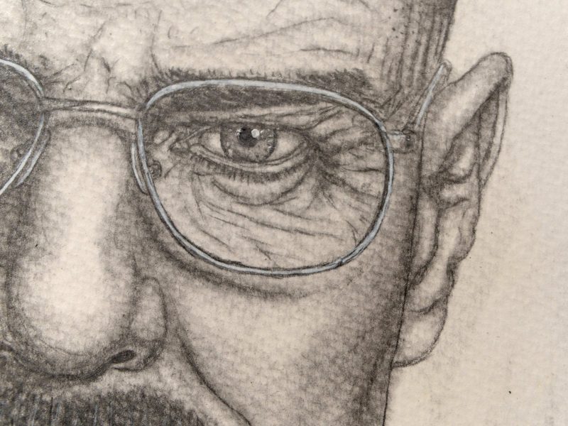 Handgemalte Bleistiftzeichung von Brian Cranson als „Walter White“ – Bild 4
