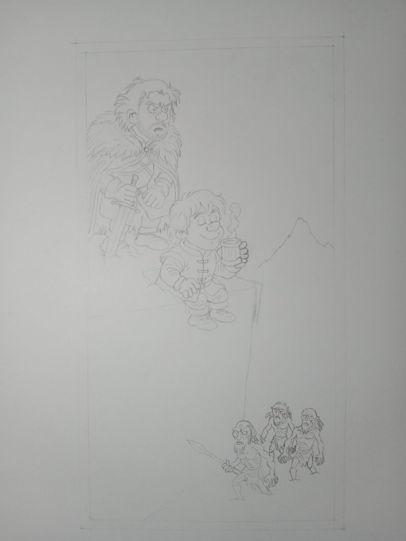 Handgemalte Illustration „Jon Snow & Tyrion Lannister auf der Mauer“ – im Asterix Comic Stil, Einzelstück – Bild 5