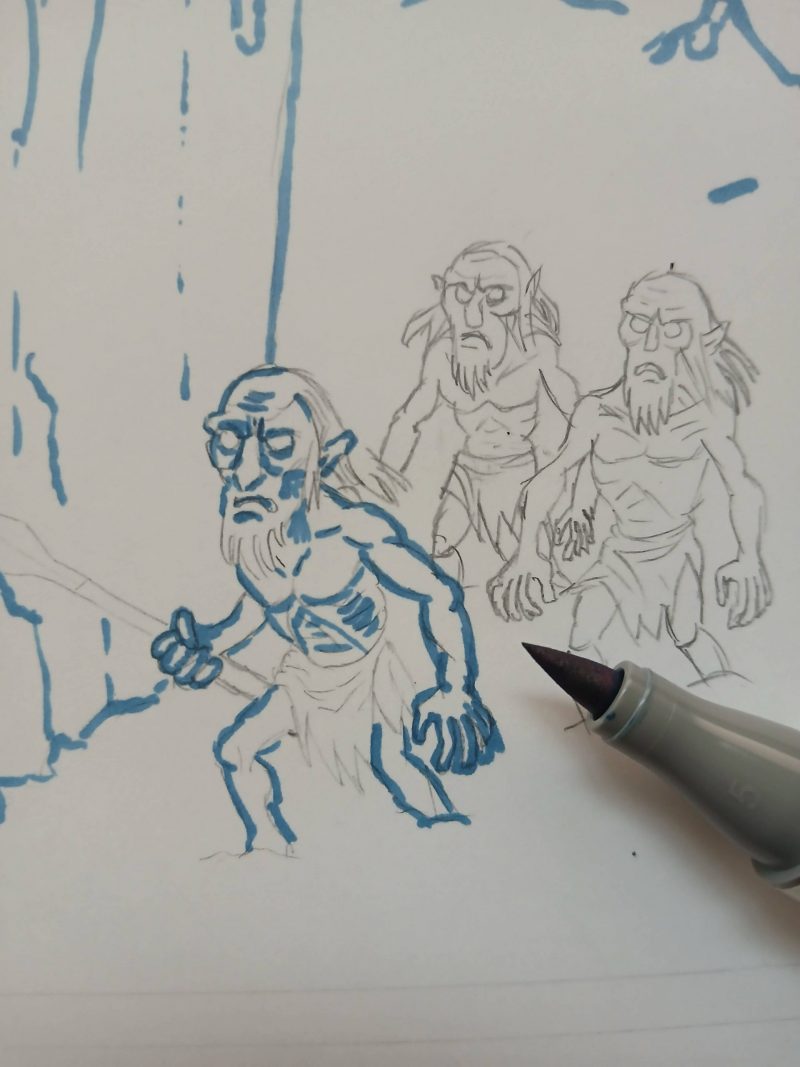 Handgemalte Illustration „Jon Snow & Tyrion Lannister auf der Mauer“ – im Asterix Comic Stil, Einzelstück – Bild 6