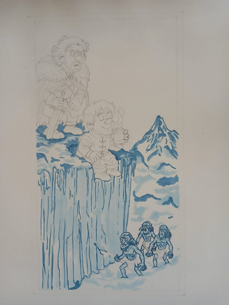 Handgemalte Illustration „Jon Snow & Tyrion Lannister auf der Mauer“ – im Asterix Comic Stil, Einzelstück – Bild 7