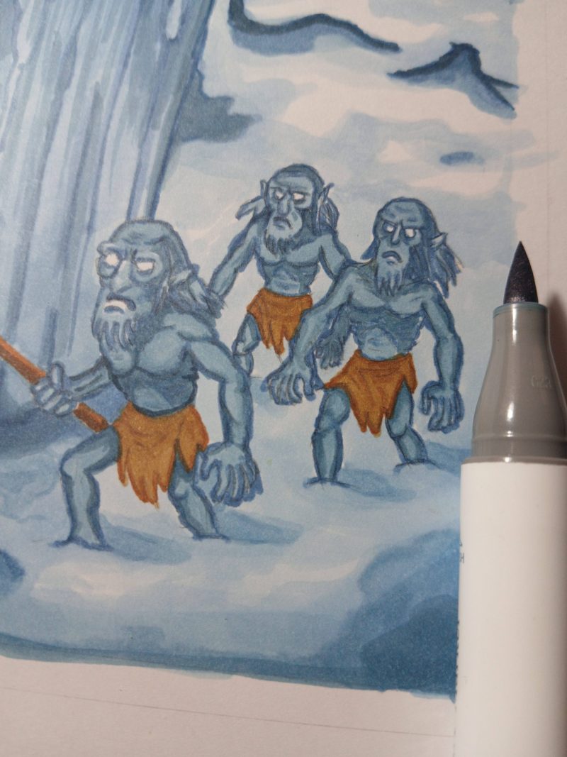 Handgemalte Illustration „Jon Snow & Tyrion Lannister auf der Mauer“ – im Asterix Comic Stil, Einzelstück – Bild 9