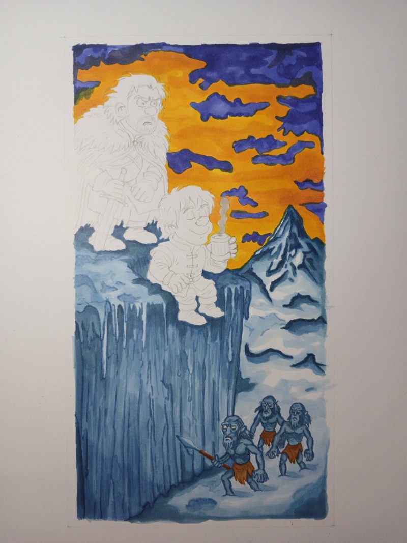 Handgemalte Illustration „Jon Snow & Tyrion Lannister auf der Mauer“ – im Asterix Comic Stil, Einzelstück – Bild 10