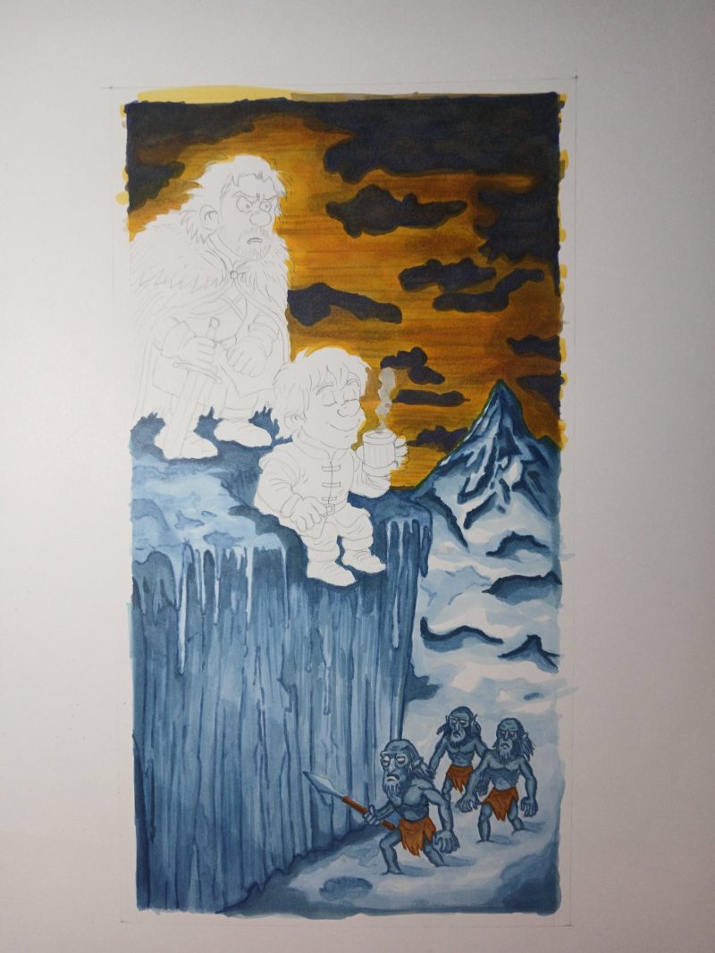 Handgemalte Illustration „Jon Snow & Tyrion Lannister auf der Mauer“ – im Asterix Comic Stil, Einzelstück – Bild 11